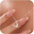 thumbnail image 1 of Collar con dije de estrella de luna para mujer, plata de ley 925, delicado y brillante, colgante de media luna para hija, madre, boda, 1 of 3