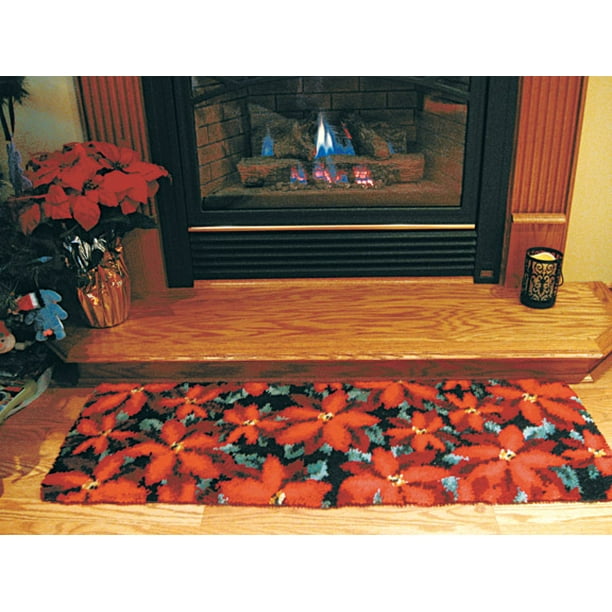 Mary Maxim Poinsettia Latch Hook Rug Kit