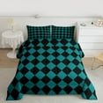 thumbnail image 2 of Homewish Classic Check Pattern Full Size Comforter Sets,Geometric Rhombus Print Bedding Comforter Set,Green Black Bedding Sets For Kids,Super Cozy Room Decor Reversible,3pcs, 2 of 8
