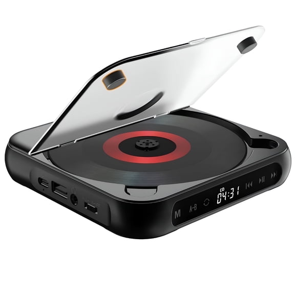 GJX 2026 New Portable Bluetooth Lcd Screen Display Cd Player,Plays Mp3 Cd-R/Rw for Car Travel for Road Trips,Car Entertainment,Travel Music,Outdoor Use,Home Audio,Black