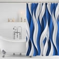 thumbnail image 2 of Blue White Moire Shower Curtain Set - Small 36" x 72" Washable Bathtub Curtain with 12 Hooks, Modern Abstract Art Waterproof Fabric Stall Shower Curtains for Bathroom/Bathtub Décor, 2 of 6