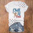 thumbnail image 1 of Hauts d'Été pour Femmes, Tenues T-Shirts 4 Juillet 2024, T-Shirt Col Rond Imprimé Jour de l'Indépendance, Blanc, 1 of 4