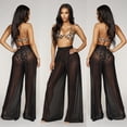thumbnail image 6 of Douhoow Women Wide Leg Mesh Sheer Pants See Through Loose Beach Cover Up Trousers, 6 of 7