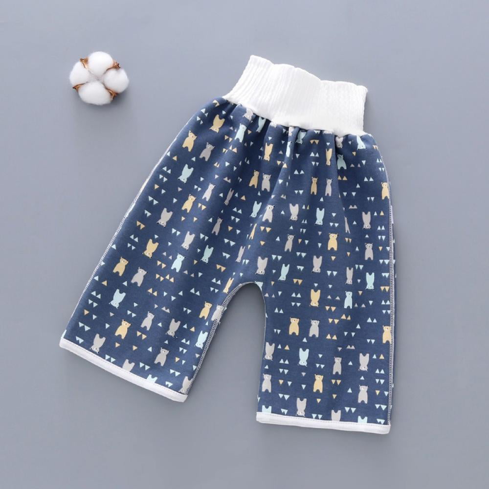 2 Packs Waterproof Cotton Training Pants Comfy Childrens Diaper Skirt Shorts for Potty Training for Boys and Girls Night Time Brown 