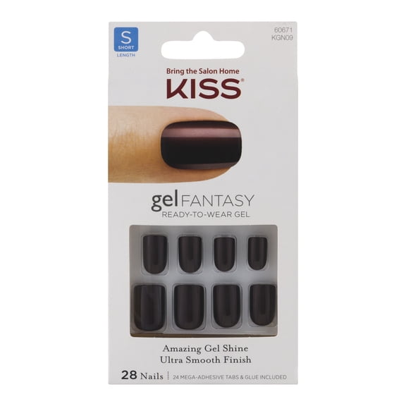 Kiss Gel Fantasy Ready-To-Wear Gel Short Length Nails, 28 Ct
