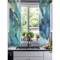 thumbnail image 2 of Ombre Turquoise Marble Sheer Curtains 45 Inch Length 2 Panels Set for Living Room/Bedroom, Modern Minimalist Art Gradient Kitchen Curtains Grommet Semi-Sheer Curtains Window Treatments 42"x45"x2, 2 of 7