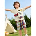 thumbnail image 5 of WIBACKER 100% Cotton 2-Piece Summer Pajamas for Kids Boys Sleepwear Top and Plaid Shorts Toddler Boy Cars Pjs Set 2-7T, 5 of 14