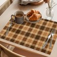 thumbnail image 3 of Brown Checkered Placemats Set of 6 Modern Farmhouse Brwon Buffalo Plaid Place Mats Indoor Wipeable Table Mats Washable Cloth Dining Table Placemats for Kitchen Holiday Party Home Decor 13x19 Inch, 3 of 9