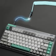 Coiled Keyboard Cable Coiled USB C to USB A Cable for Gaming Keyboard Coiled Cord 3 Part Detachable Metal RGB Light Double-Sleeved Mechanical Keyboard Cable 1.5m