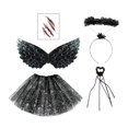 thumbnail image 2 of Conjunto de disfraz de hada para niñas, disfraz de Halloween, falda tutú, disfraz de ángel gótico para niñas, disfraz de ángulo caído, cosplay para Con varita Yinane Disfraz de ala de ángel, 2 of 8