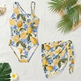 thumbnail image 4 of Xixirimido Lemons Blue Floral Print Girls Swimsuits Set One Piece Swimsuit with Mesh Cover Up Quick Dry Summer Bathing Suit with Adjustable Strap & Removable Bra, Size 13-14 Years, 4 of 7