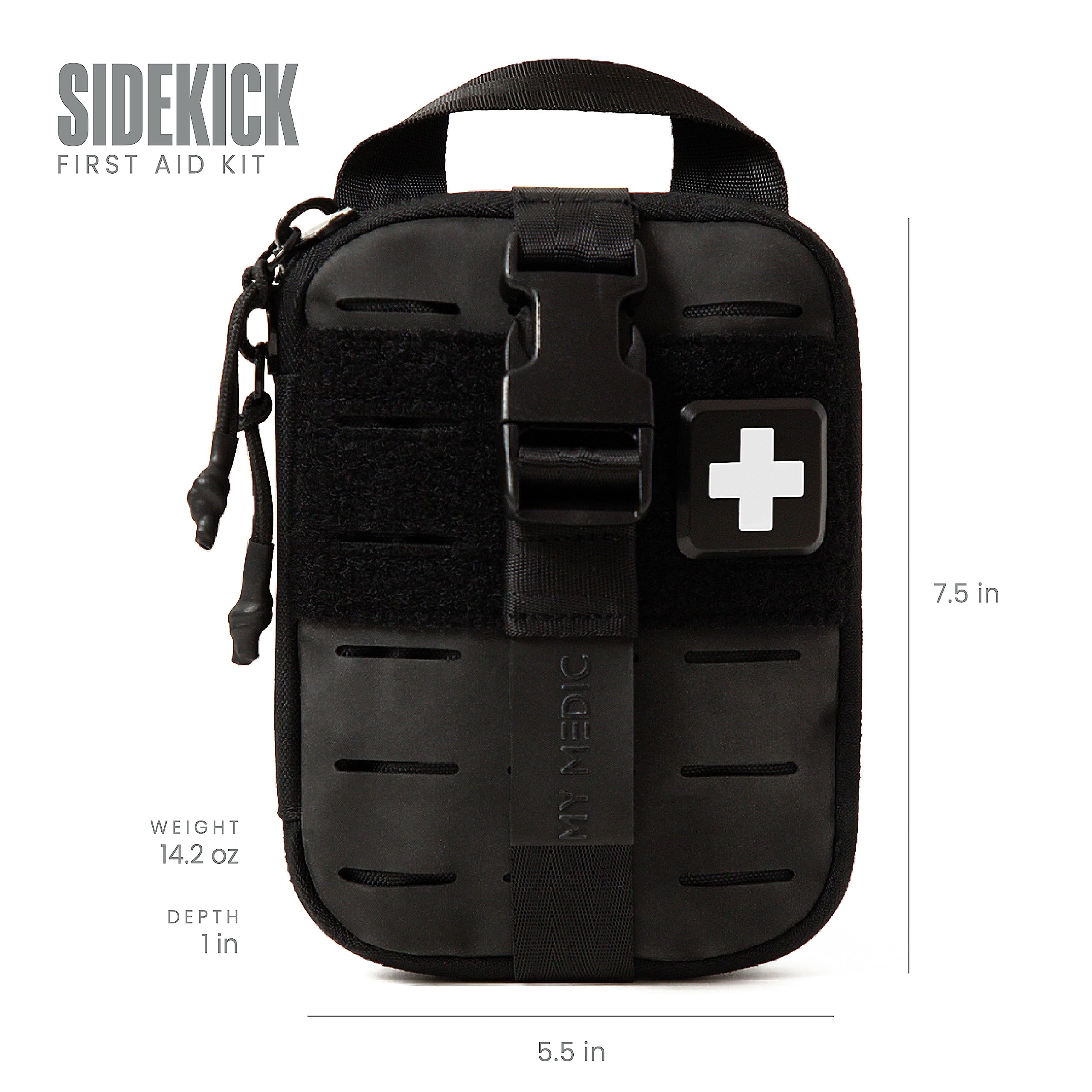 Sidekick - Camping Hiking And Backpacking First Aid Kit 70 Items Hsa Fsa Eligible Small Ifak Great For Travel Or Portable Emergency Black