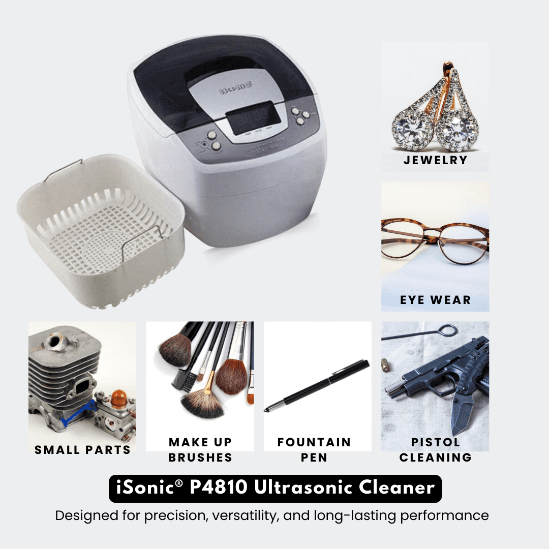 iSonic P4810 Commercial Ultrasonic Cleaner, 2.1Qt/2L, 110V for Brass, Gun Parts, Carburetor Cleaning , white