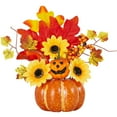 thumbnail image 1 of PEIXUN Artificial Pumpkin Table Centerpiece Potted Plants With Maple Sunflower Berries Fall Desktop Arrangement Ornament For Farmhouse Decor, 1 of 9