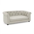 thumbnail image 5 of Hassch Pet Sofa Bed for Medium/Large Dogs, 38 Inch Tufted Dog Couch with Arc-Shaped Armrest and Backrest, Indoor Linen Upholstered Soft Pet Lounging Bed, Beige, 5 of 8