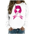 thumbnail image 2 of Jsaierl Chandails en Molleton Cancer du Sein Femmes Sensibilisation au Cancer Hauts T-Shirts Graphiques Léopard Manches Longues Col Rond Pull Cadeaux Inspirants pour Survivante du Cancer, 2 of 5