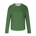 thumbnail image 4 of Jinhomg Men's Long Sleeve Tee Shirts Big and Tall Crewneck Cotton Blend Workout Tee Casual Classic Fit Comfortable Athletic Shirts Green,S, 4 of 5
