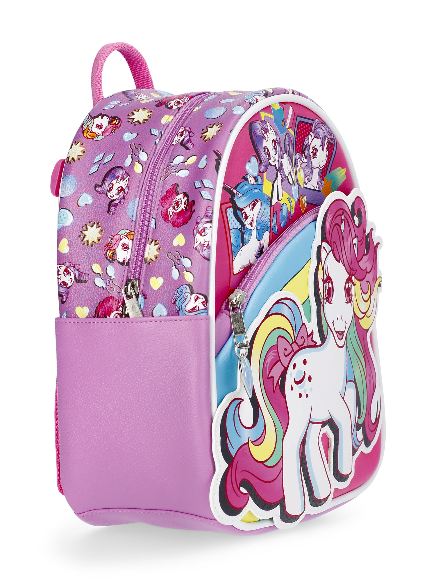 My Little Pony Women's Faux Leather Mini Backpack, 10.5", Purple/Multi
