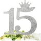 thumbnail image 3 of Decoración para tarta con corona de princesa de quinceañera, dulce fiesta de 15 cumpleaños (plata), 3 of 5
