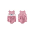 thumbnail image 2 of BemeyourBBs Newborn Baby Boy Girl 4th of July Outfit Independent Day Summer Smocked Bubble Romper Patriotic American Flag Embroidery Sleeveless Gingham Plaid Bodysuit Jumpsuits, 2 of 9
