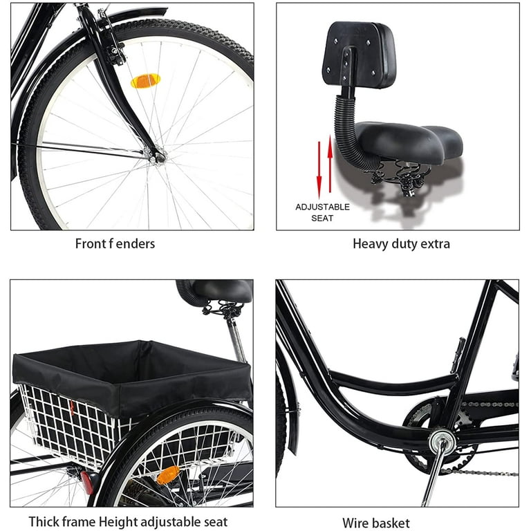 JSTUOKE 26-Inch 3-Wheel Adult Bicycle Tricycle, 7-speed JSTUOKE 26-Inch 3-Wheel Adult Bicycle Tricycle, 7-speed