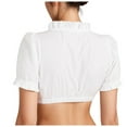 thumbnail image 3 of Hvot&aat Women's Elegant Ruffles Puff Short Sleeves Blouses Traditional Solid Color Tops Sexy Crop Navel Blouses, 3 of 4