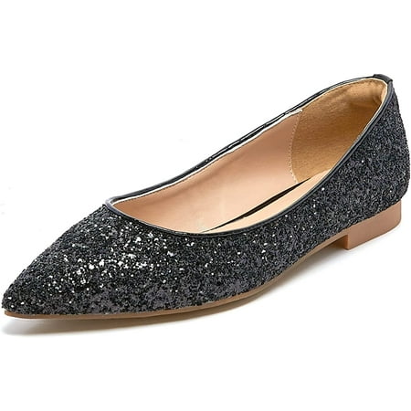 

QWZNDZGR Women s Pointed Toe Ballet Flats Comfortable Classic Dress Shoes for Wedding Party Daily