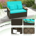 thumbnail image 6 of Costway Patio Rattan Daybed Set with Cushioned Loveseat & Storage Ottoman for Porch Turquoise + Mix Brown, 6 of 10