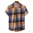 thumbnail image 6 of YYDGH Men's Hawaiian Color Block Shirt Short Sleeve Button Down Shirts Casual Casual Summer Beach Shirt Orange M, 6 of 8