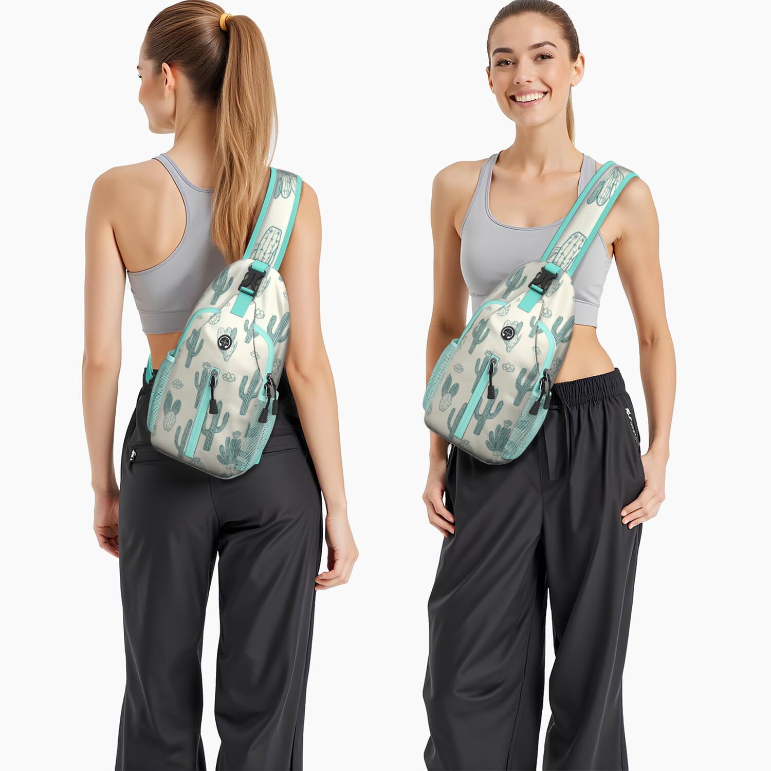 Crossbody Sling Bag Trendy Sling Backpack Cactus Crossbody Bag for Travel Chest Bag Small Backpack for Women Men
