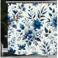 thumbnail image 3 of Ambesonne Blue Shower Curtain, Watercolor Leaf Berries Flower, 69"Wx75"L, Blue Grey and Dark Turquoise, 3 of 4