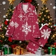 thumbnail image 2 of Women's Christmas Pajama Set Two Piece Button Tops & Wide-Leg Pants Xmas Santa Pajamas Casual Pjs Fashion Loungewear Holiday Sleepwear Funny Lounge Sets Comfy Outfit, 2 of 7