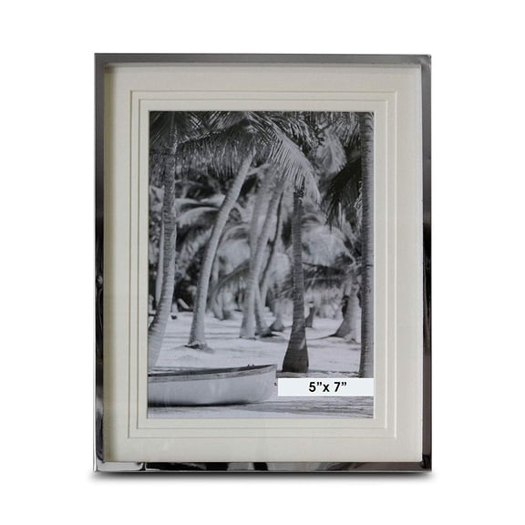 Crosby Street Classic Photo Frame, Silver Aluminum, Triple Beveled Matte, For 6 x 8 Inch Prints, Overall Size is 7 1/4 W x 9 1/2 H Inches, Velvet Back, Swing Out Stand
