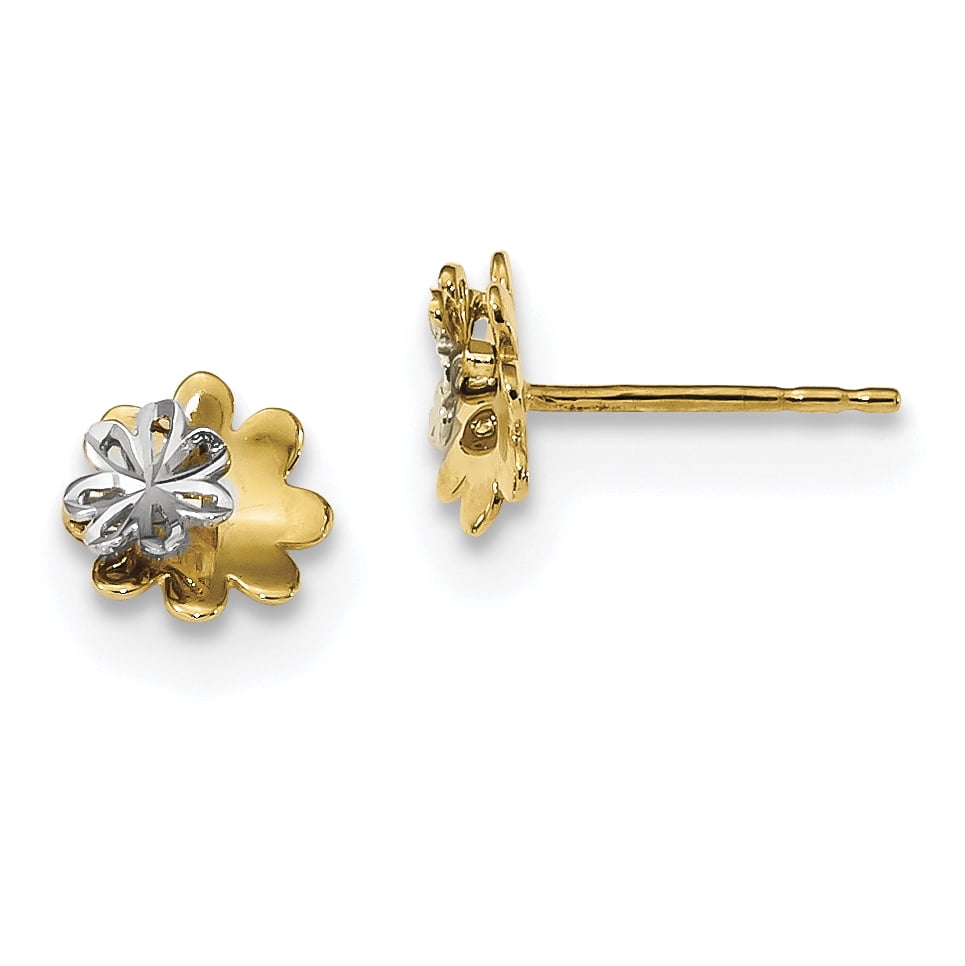 14k Polished and Textured Cross Earrings