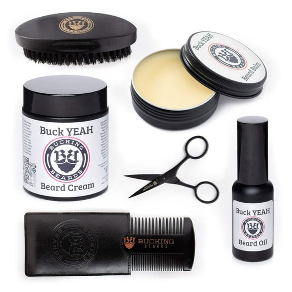 Men’s Grooming Essentials Bundle – Beard Balm, Cream, Oil  Grooming Kit (Gluten-Free, Vegan)