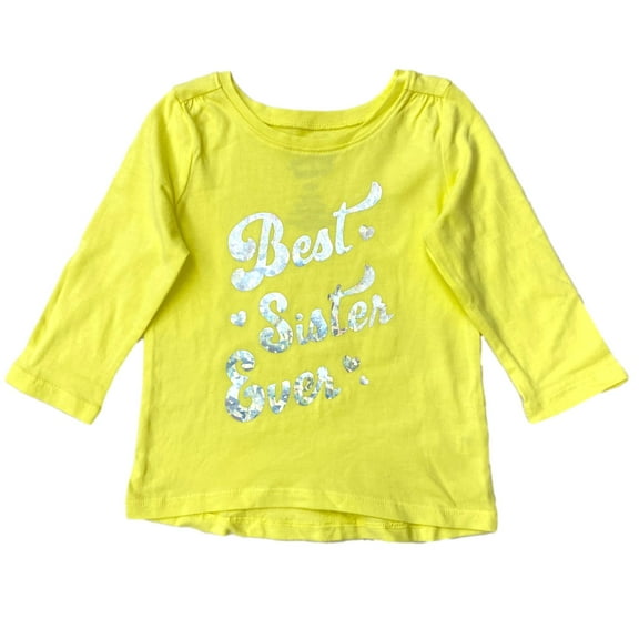 Infant Girls Yellow Long Sleeve Best Sister Ever T-Shirt Tee Shirt 24 Months