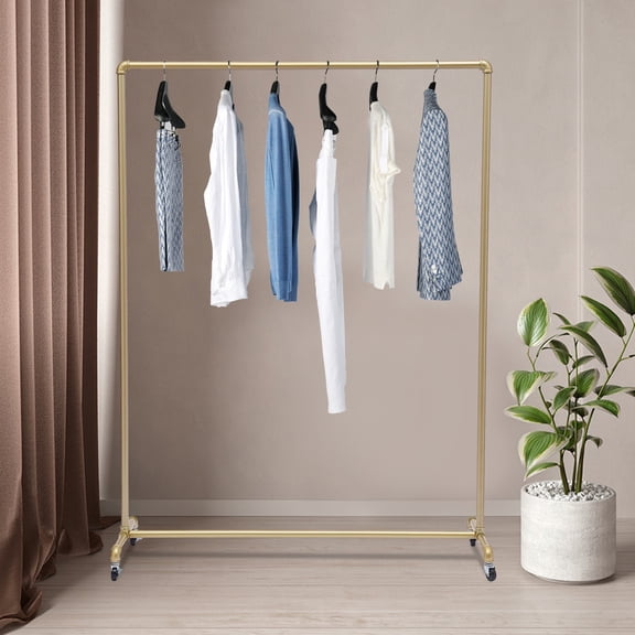 ToppiJoy Clothes Retail Heavy Duty Garment Racks, Metal Clothing Store Hanger Storage Shelves, Modern Floor-Standing Display Rack for Laundry Style 1