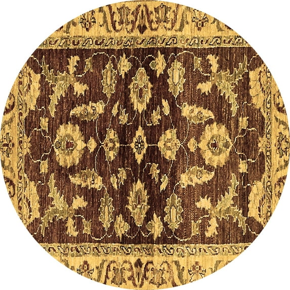 Ahgly Company Indoor Round Oriental Brown Traditional Area Rugs, 5' Round