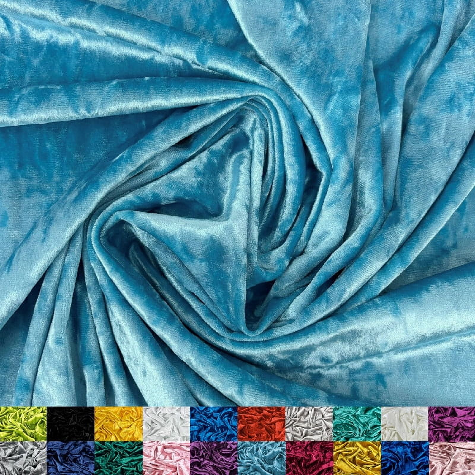 Ice Fabrics Stretch Crushed Velvet Fabric by the Yard - 60/62" Wide Soft Velvety Fabric for Sewing Apparel, Upholstery, Curtains & Decor - 234 GSM - 20% Vertical Stretch - Aqua - 1 Yard