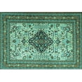 thumbnail image 1 of Ahgly Company Machine Washable Indoor Rectangle Persian Turquoise Blue Traditional Area Rugs, 6' x 9', 1 of 4