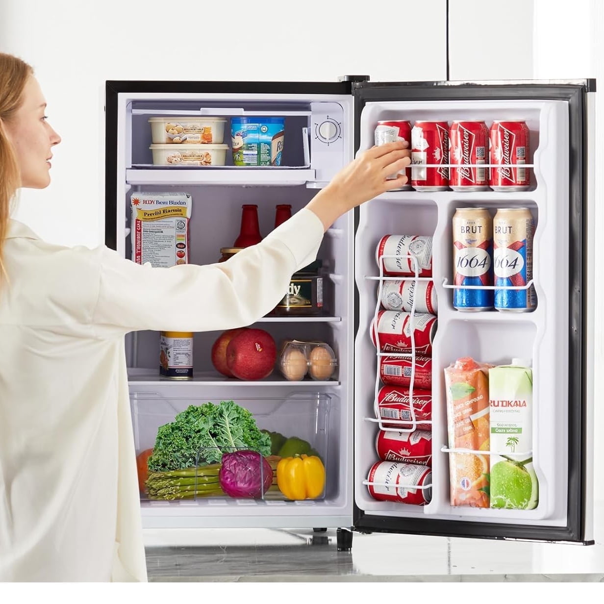 Simenmax 3.2 Cu.ft Single Door Mini Fridge,Silver