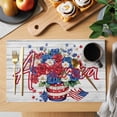 thumbnail image 2 of Independence Day Placemats Set of 8 4 of July Rose Wooden Grain Vintage Place Mats Indoor Wipeable Table Mats Washable Cloth Dining Table Placemats for Kitchen Holiday Party Home Decor 13x19 Inch, 2 of 9