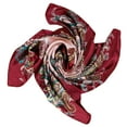 thumbnail image 2 of Yesbay 90x90cm Square Towel Imitated Silk Fabric Women Flower Print Head Wrap Scarf,Wine Red, 2 of 8
