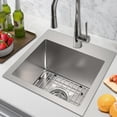 thumbnail image 7 of Bar Sink,15 x 15 inch Drop-in Kitchen Sink,Small Kitchen Sink for RV,18 Gauge Stainless Steel Topmount Bar Sink with Strain & Bottom Grid, 7 of 7