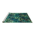 thumbnail image 2 of Ahgly Company Machine Washable Indoor Rectangle Oriental Turquoise Blue Industrial Area Rugs, 8' x 12', 2 of 4