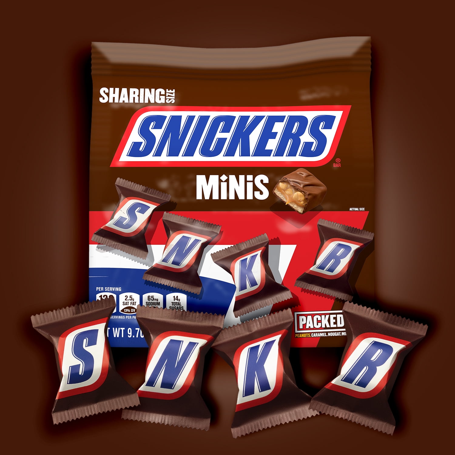 (3 pack) Snickers Mini Size Milk Chocolate Candy Bars - 9.7 oz Bag