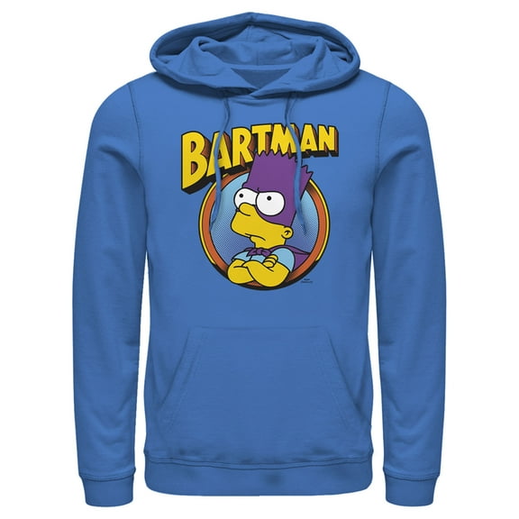 Men's The Simpsons Bartman  Pull Over Hoodie Royal Blue Small