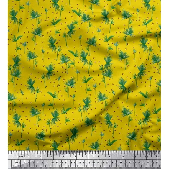 Soimoi Poly Georgette Fabric Leaf Leaves Fabric Prints by Yard 52 Inch Wide
