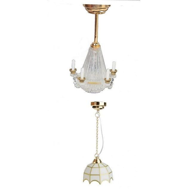 Lámpara de tejado de de 2 Piezas 1/12, Iluminación Blanca Cálida para Accesorio de Decoración para hogar