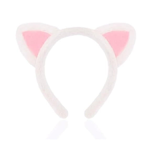 wonima44 AEGYPIUS Cat Ears Headband, 6.7 x 7 inches Soft Plush White Cat Ear Headband, Fuzzy White Kitty Ears for Women